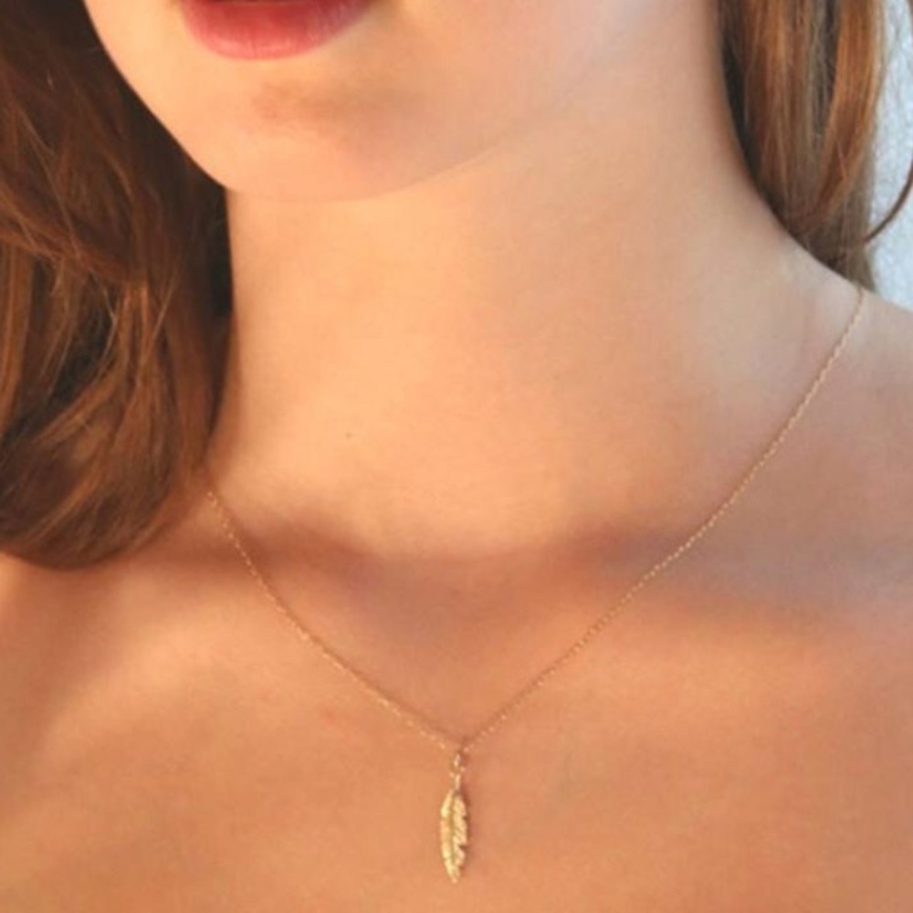 Gold Plated Dainty Leaf Necklace